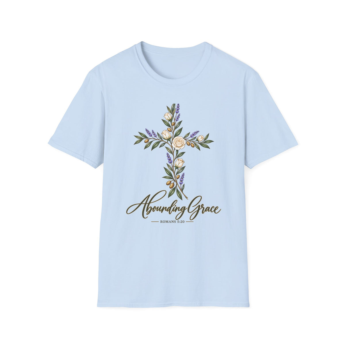 Floral Cross Abounding Grace T-Shirt | Christian Inspirational Tee