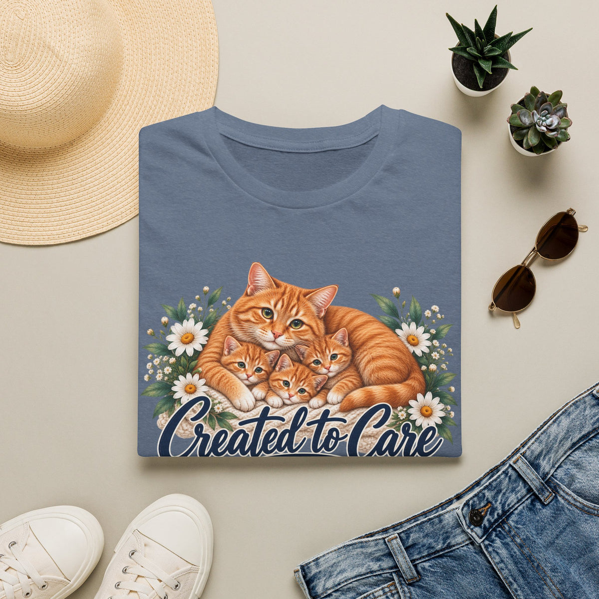 Created to Care Orange Tabby Cat Family