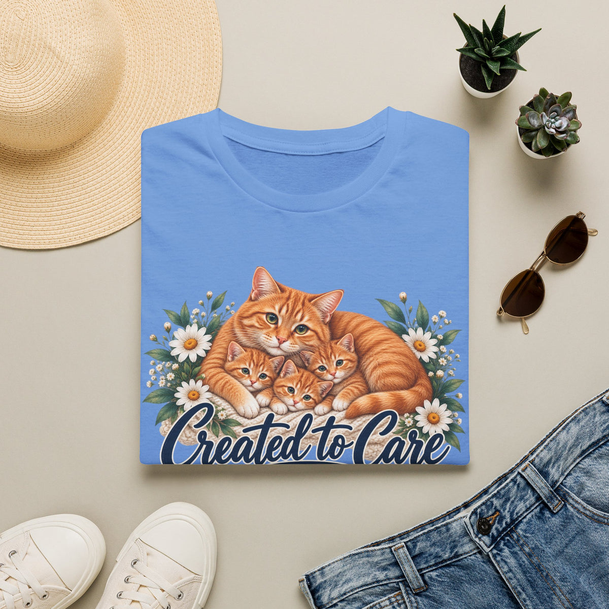 Created to Care Orange Tabby Cat Family