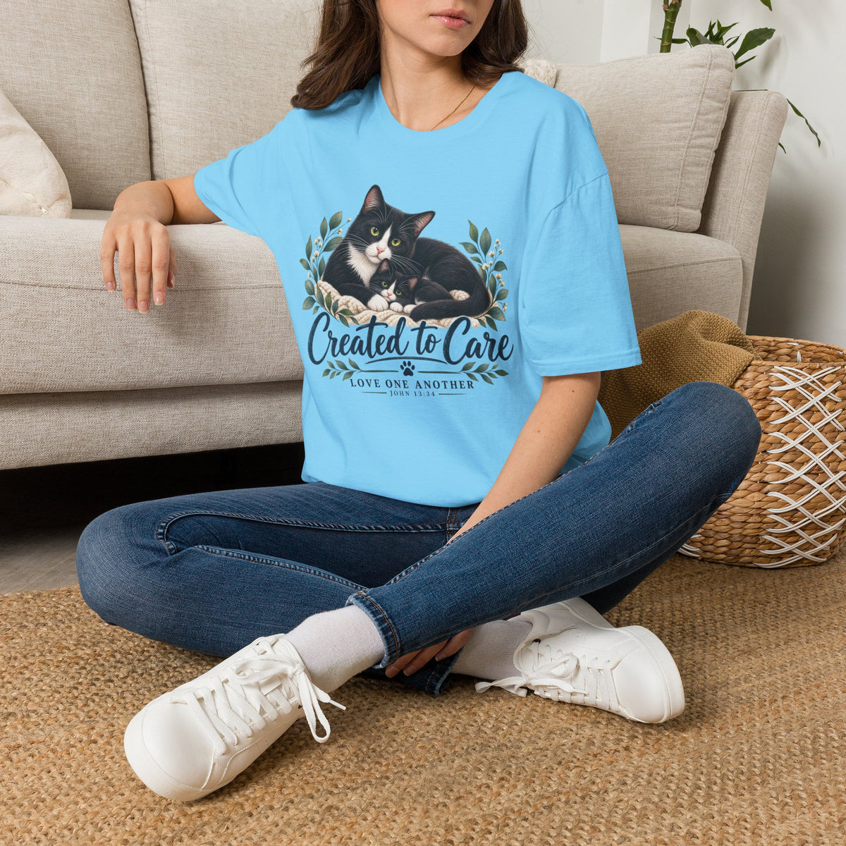 Created to Care Black and White Tuxedo Cat Family