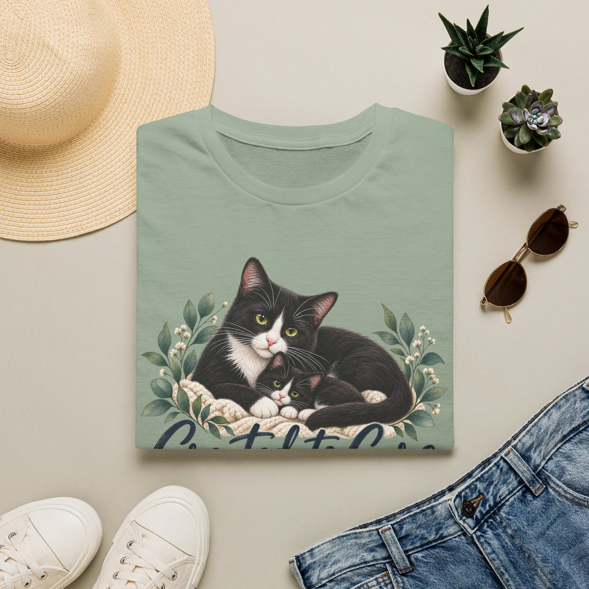 Created to Care Black and White Tuxedo Cat Family