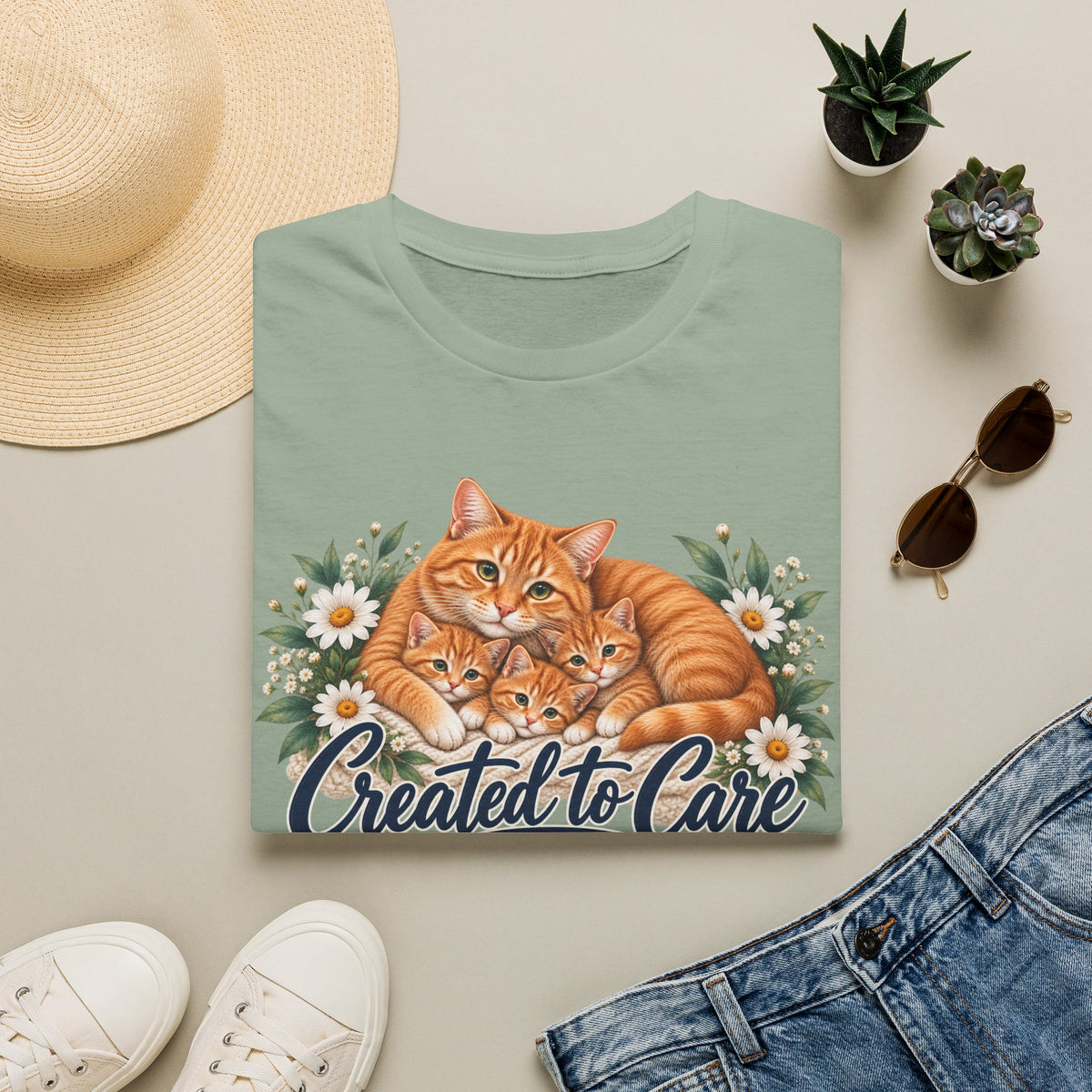 Created to Care Orange Tabby Cat Family