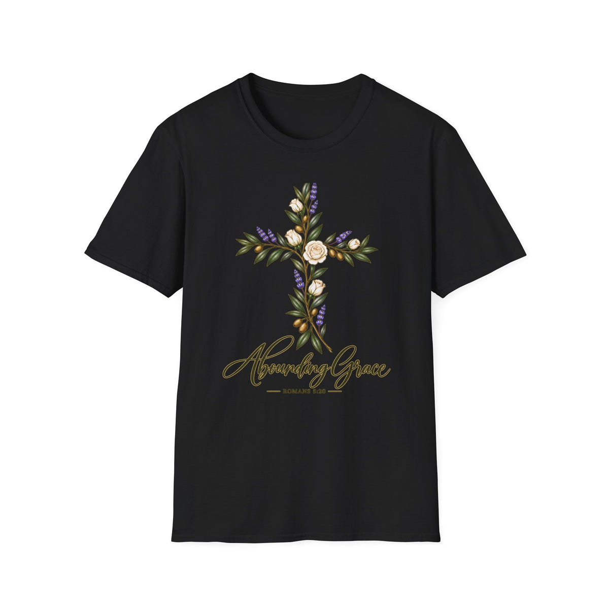 Floral Cross Abounding Grace T-Shirt | Christian Inspirational Tee