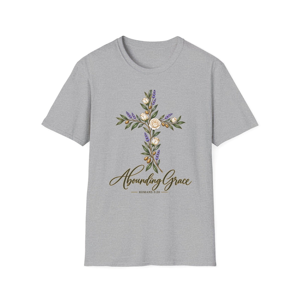 Floral Cross Abounding Grace T-Shirt | Christian Inspirational Tee