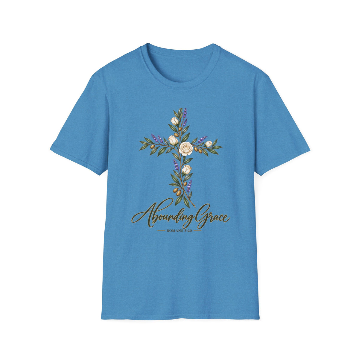 Floral Cross Abounding Grace T-Shirt | Christian Inspirational Tee