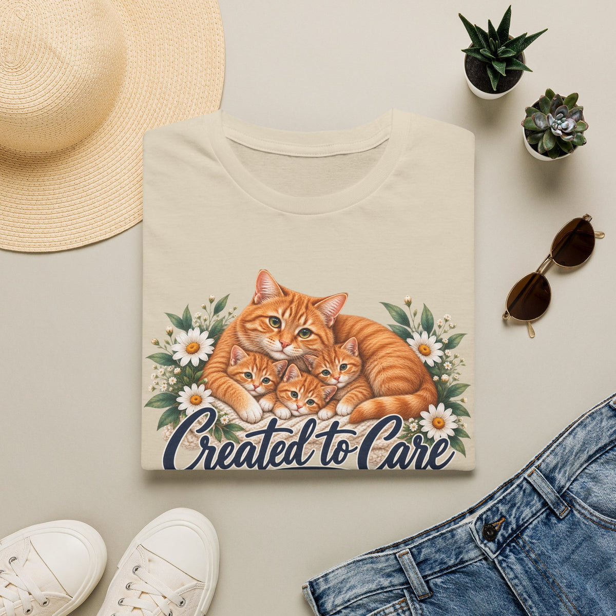 Created to Care Orange Tabby Cat Family