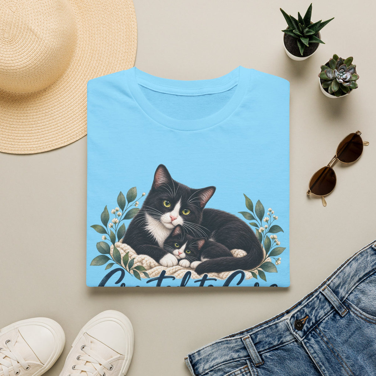 Created to Care Black and White Tuxedo Cat Family