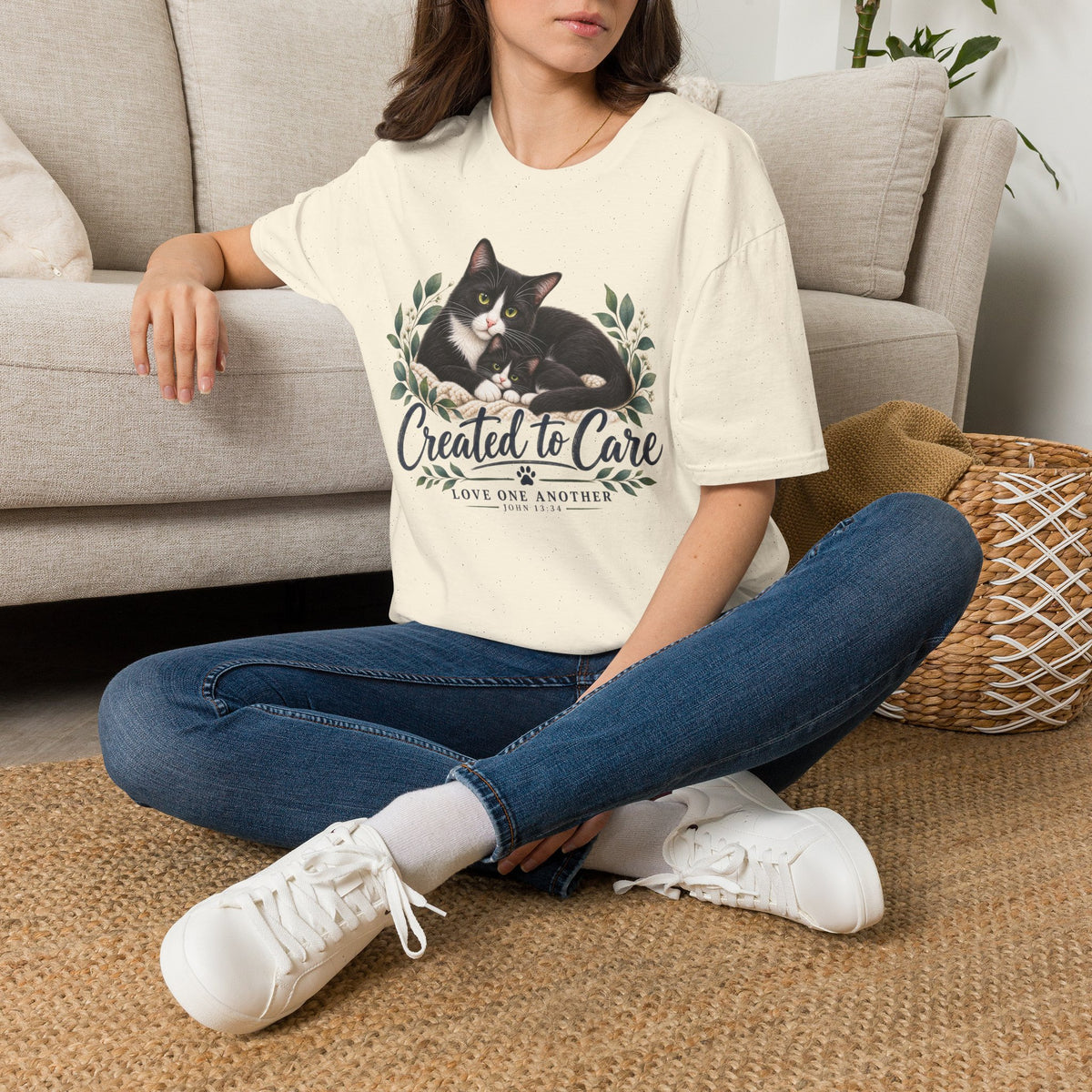 Created to Care Black and White Tuxedo Cat Family