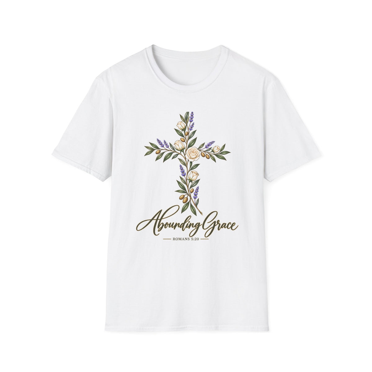 Floral Cross Abounding Grace T-Shirt | Christian Inspirational Tee