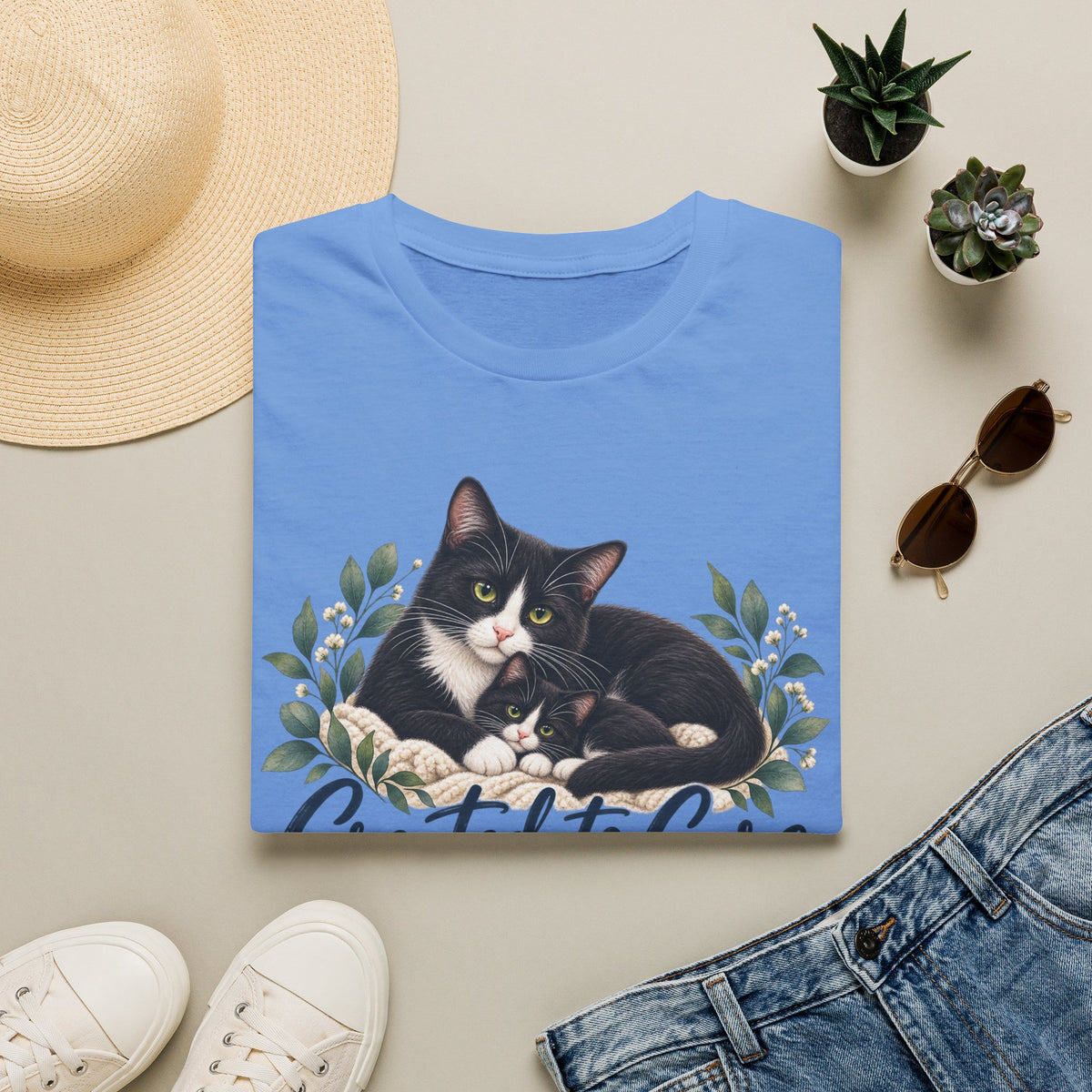 Created to Care Black and White Tuxedo Cat Family