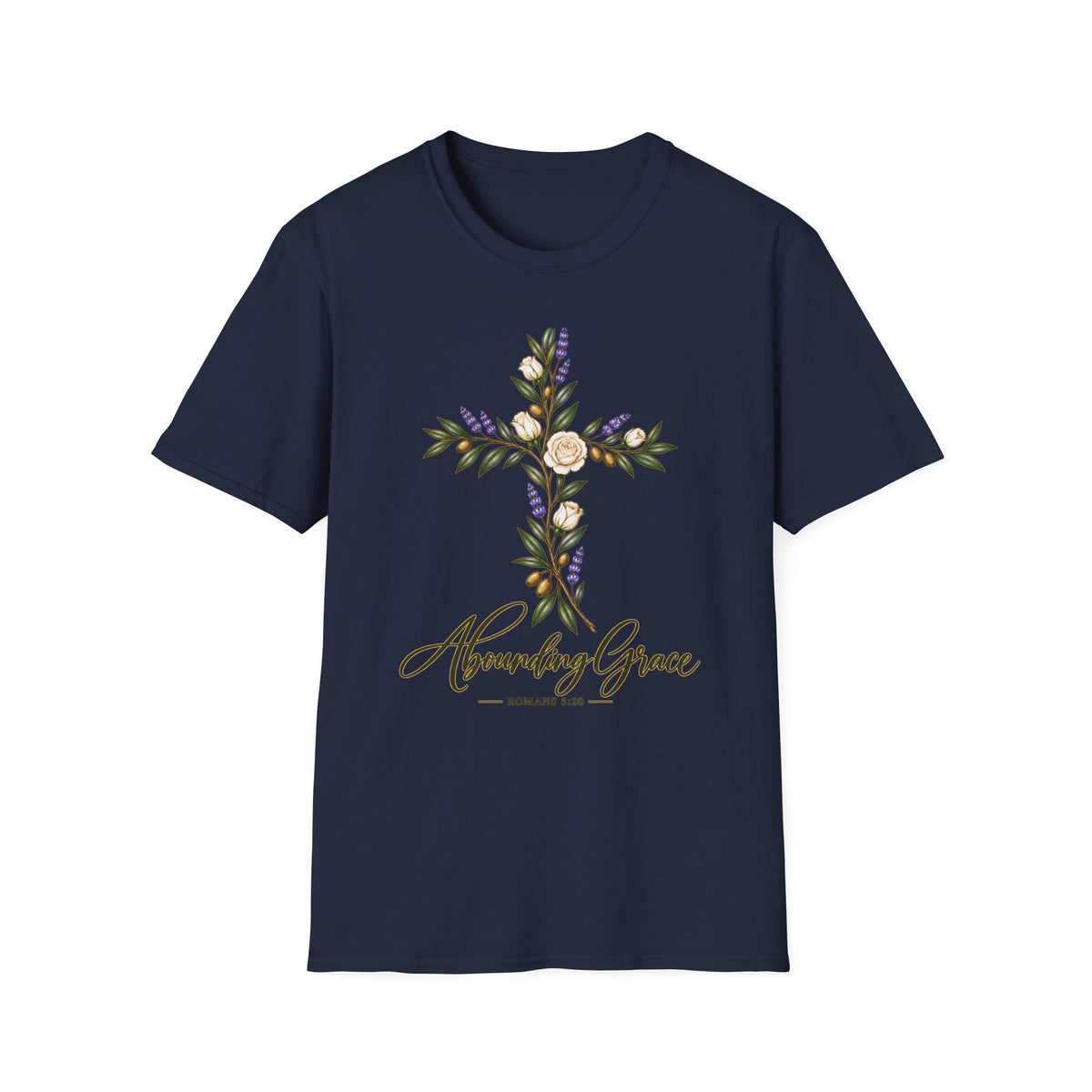 Floral Cross Abounding Grace T-Shirt | Christian Inspirational Tee