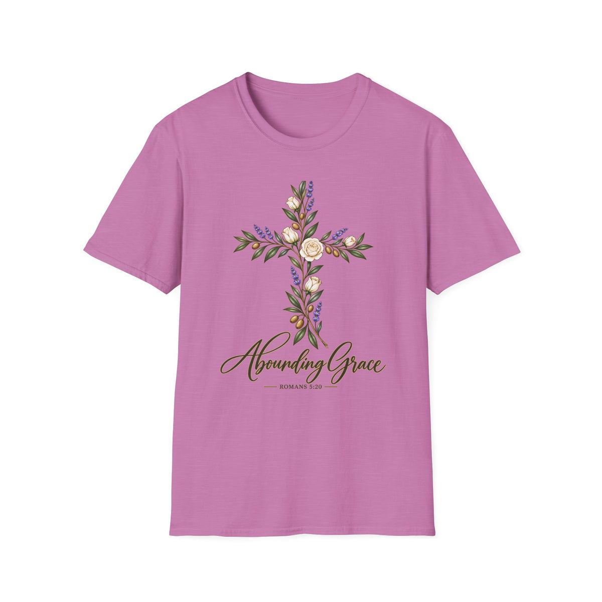 Floral Cross Abounding Grace T-Shirt | Christian Inspirational Tee