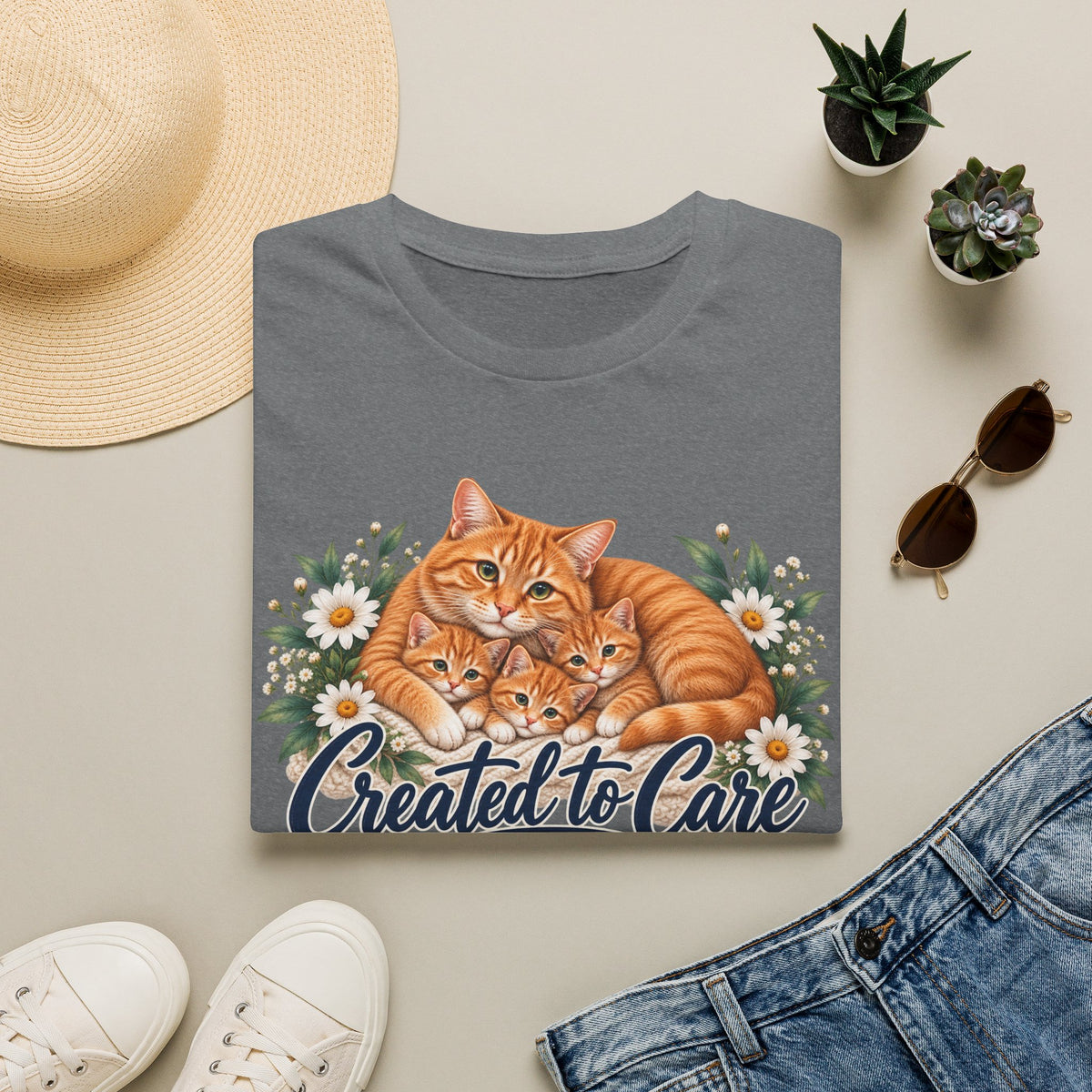 Created to Care Orange Tabby Cat Family