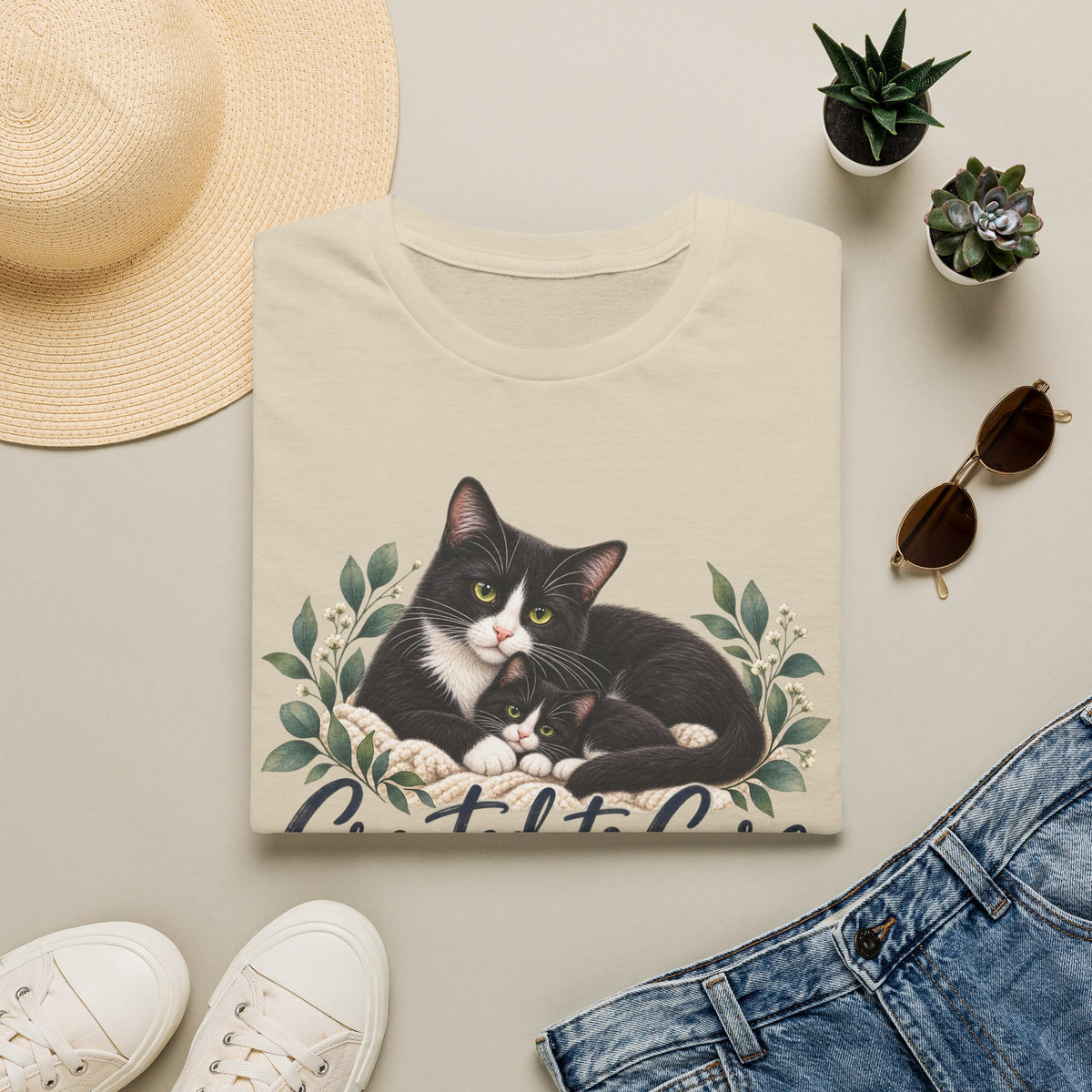 Created to Care Black and White Tuxedo Cat Family