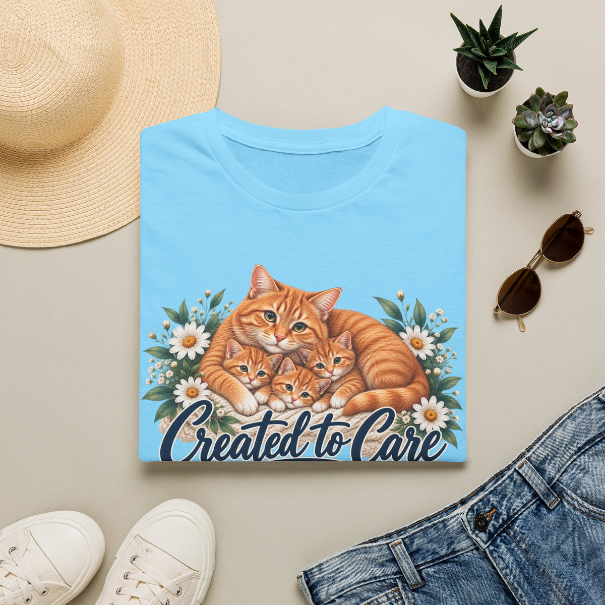 Created to Care Orange Tabby Cat Family