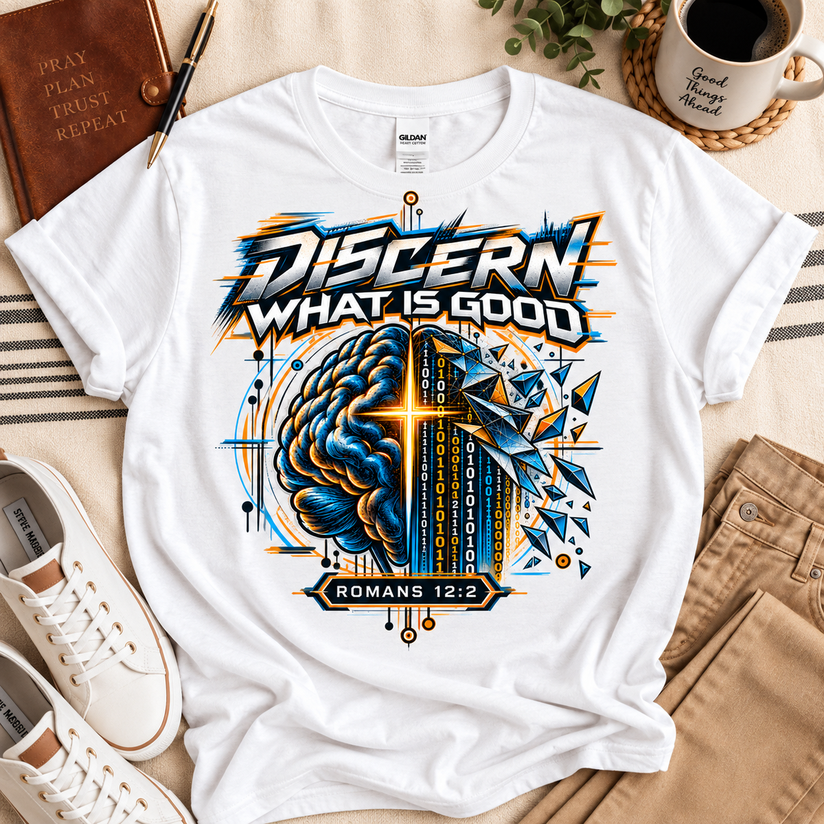 Discern What Is Good T-Shirt — Christian Faith Graphic Tee (Romans 12:2)